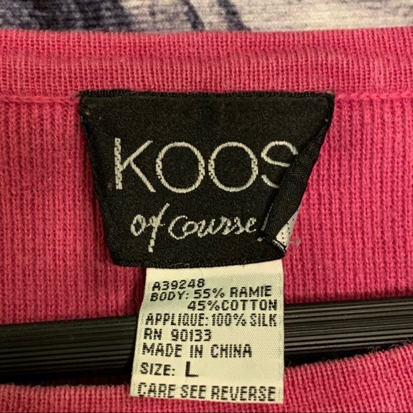 Vintage Pink Geometric Appliqué Ribbed Long Sleeve Sweater - Picture 5 of 5